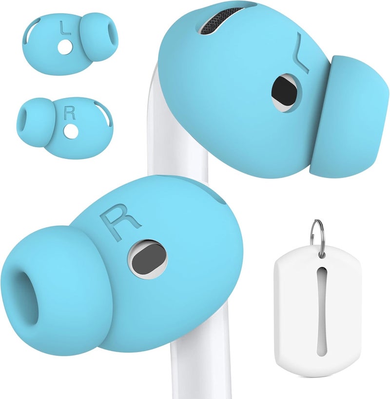 DamonLight 2 Pairs Ear Tips for AirPods 4 Grip Silicone Earbuds Cover [Added Storage Pouch][US Patent Registered] Compatible with Apple AirPods 4th Generation (Ice Blue) - Image 1